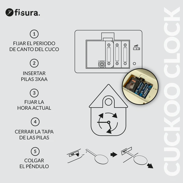 Relógio de parede FISURA Cukoo Clock - Grey & Black
