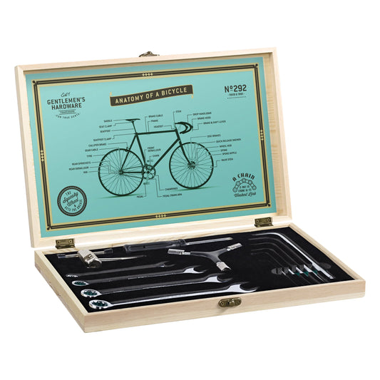Conj. GENTLEMEN´S Bicycle Tool Kit in Wooden Box