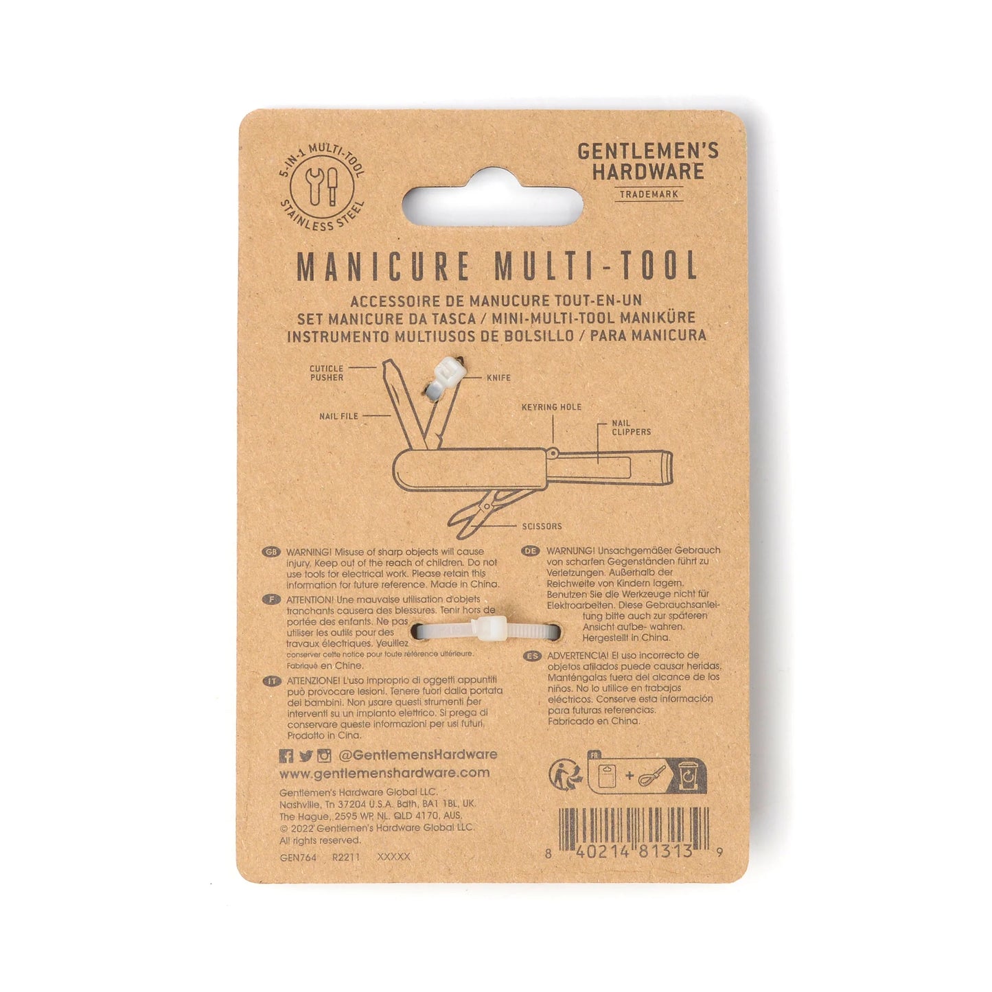 Porta-chaves GENTLEMEN´S Mini Manicure Multi-Tool