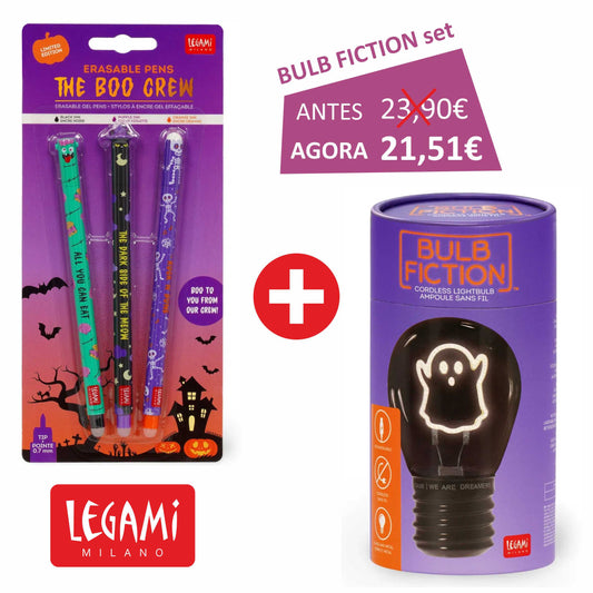LEGAMI Halloween 2025 - Promoção Bulb Fiction Set + Canetas de Gel Apagáveis Legami Halloween "The Boo Crew"