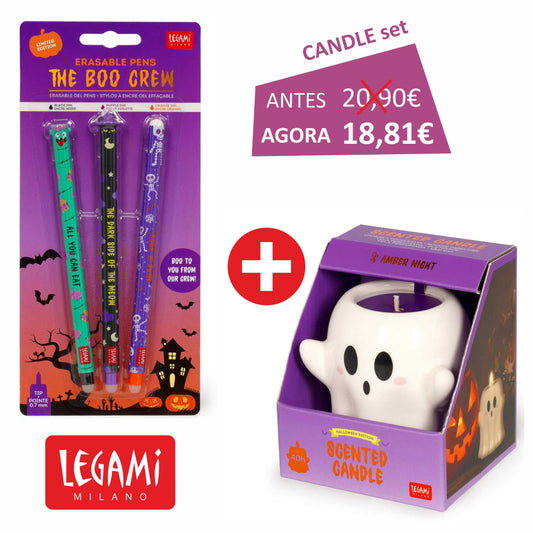 LEGAMI Halloween 2025 - Promoção Candle Set + Canetas de Gel Apagáveis Legami Halloween "The Boo Crew"