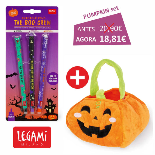 LEGAMI Halloween 2025 - Promoção Pumpkin Set + Canetas de Gel Apagáveis Legami Halloween "The Boo Crew"