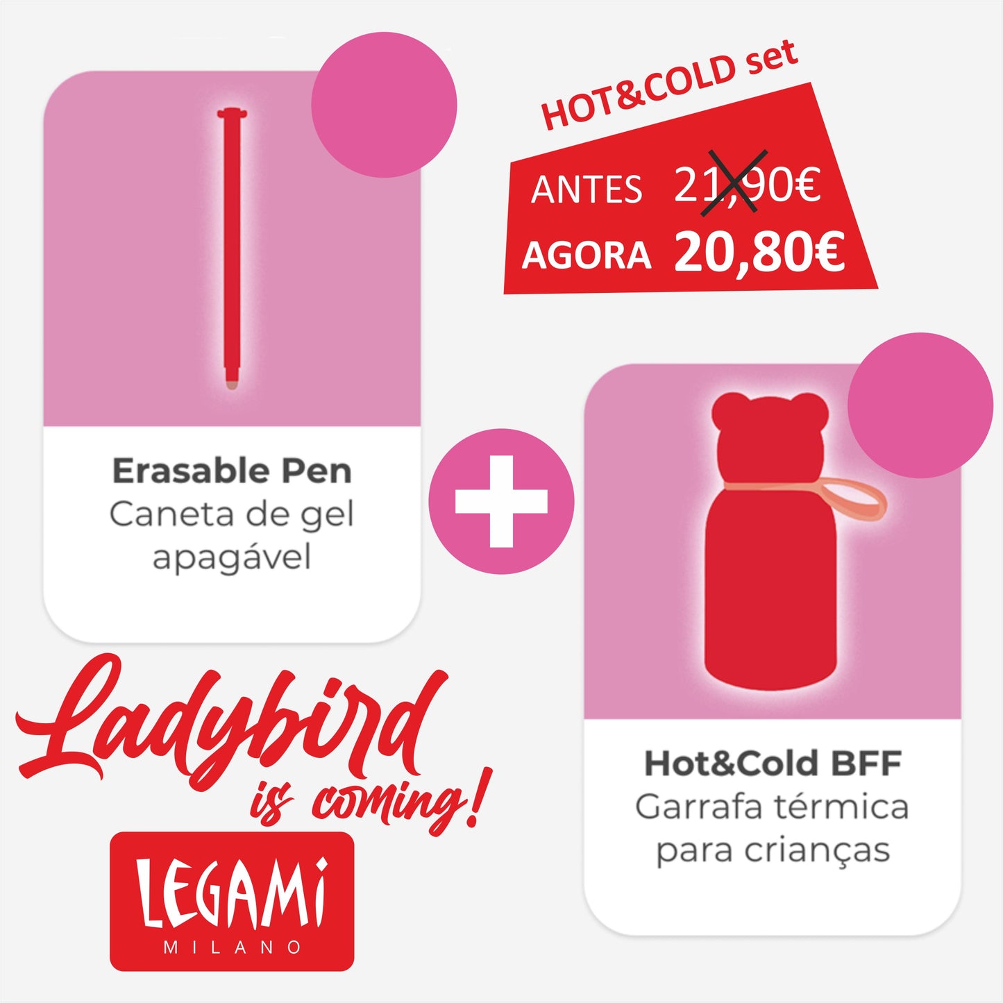 Garrafa Desporto LEGAMI Hot & Cold Kids - Ladybird + erasable pen Ladybird