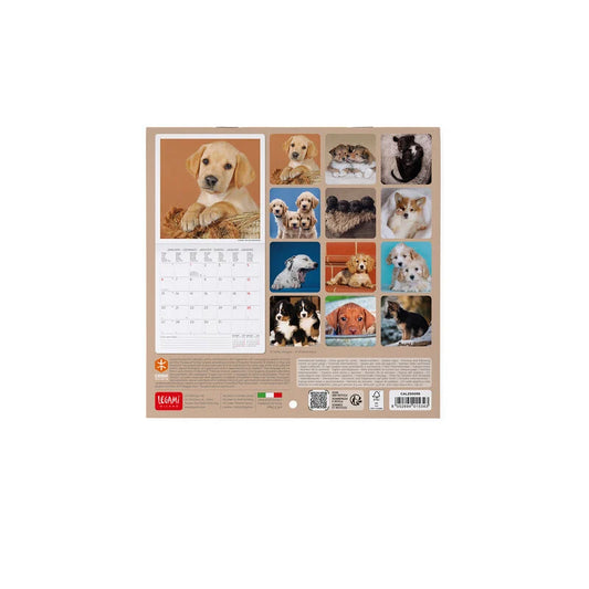 LEGAMI 2025 Wall Uncoated Calendar - 18x18 - Puppies
