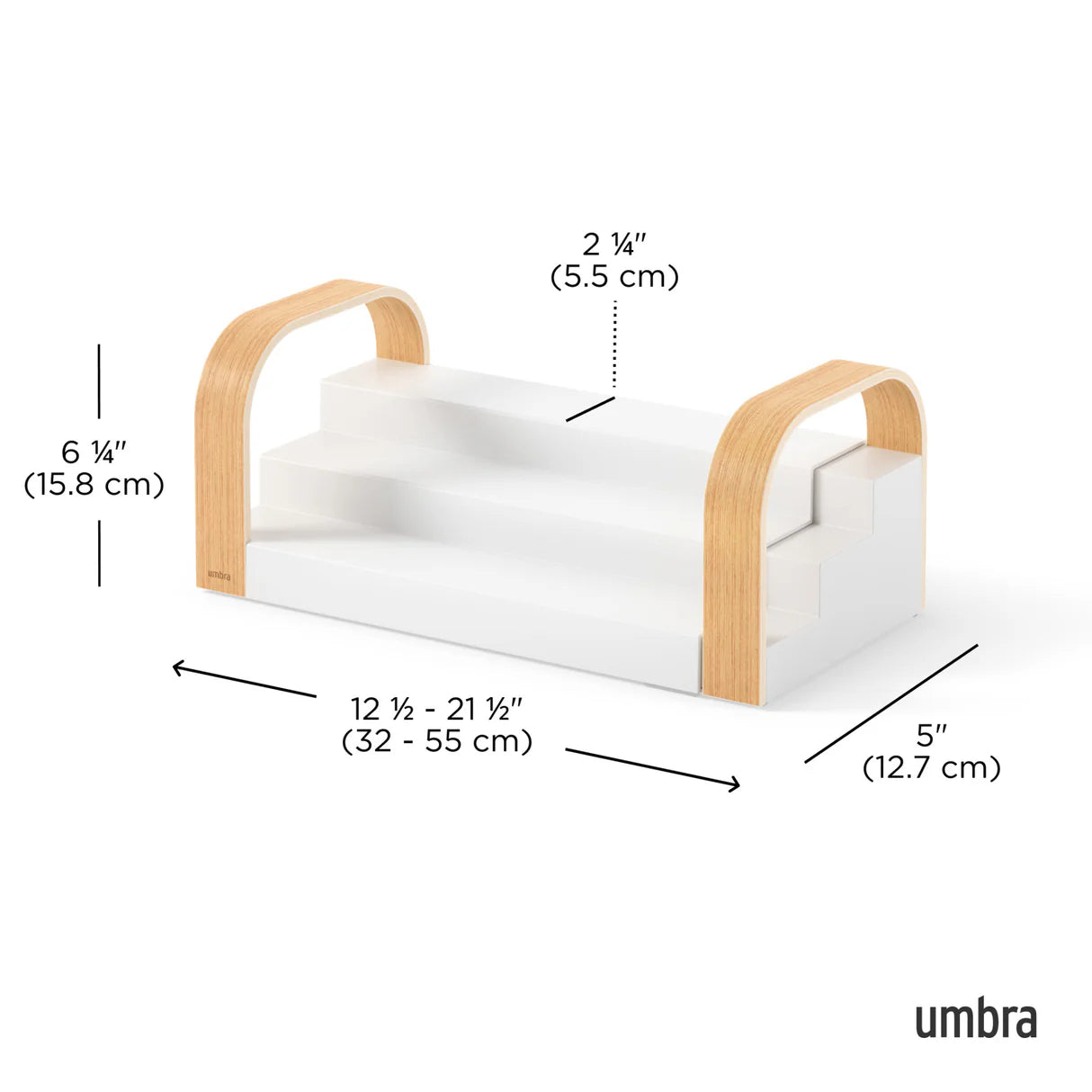 Organizador UMBRA Bellwood -Prateleira de especiarias de 3 níveis- White/Natura