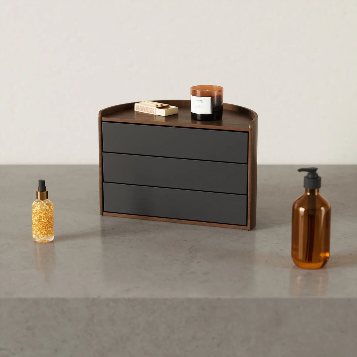 Porta-jóias UMBRA Moona Storage Box - Black/Walnut