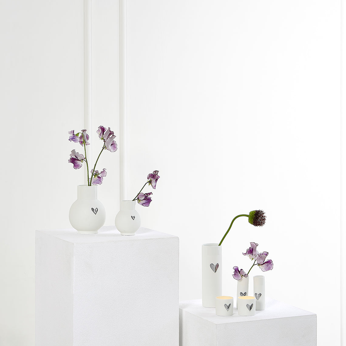 Vaso RADER Ballvase Love  - 9cm - Coração Prateado