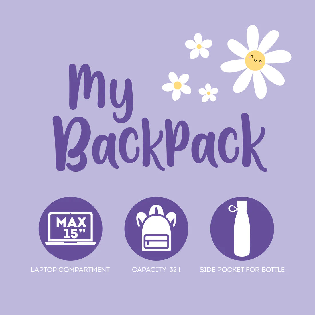 Mochila LEGAMI My Backpack - Daisy - Lilac