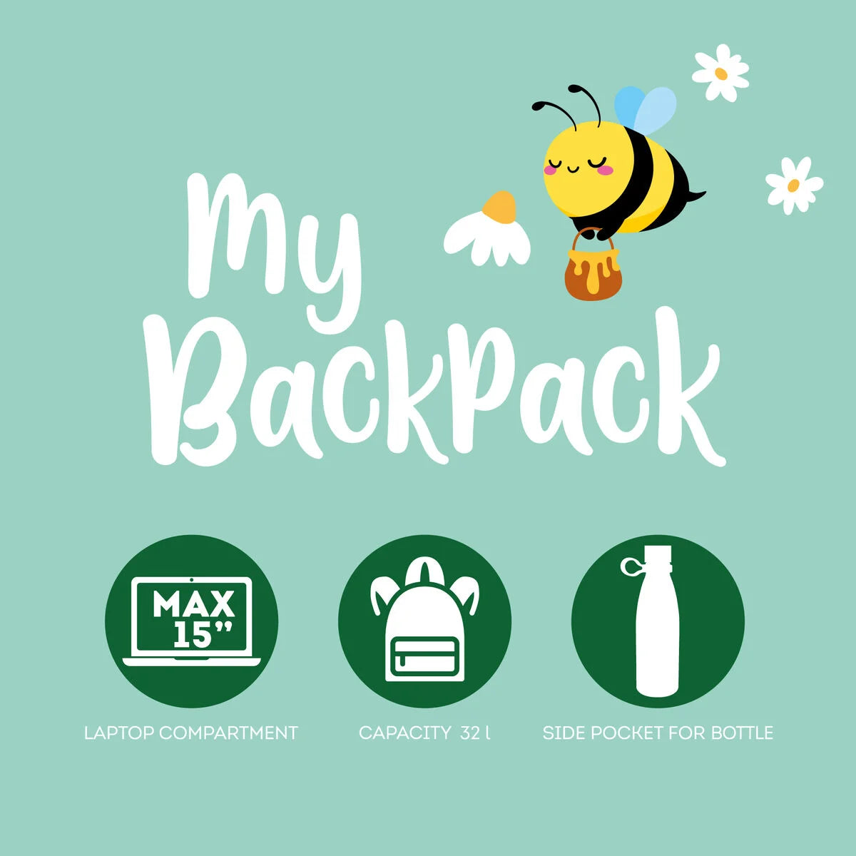 Mochila LEGAMI My Backpack - Bee - Green