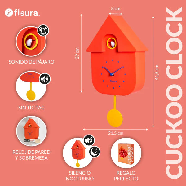 Relógio de parede FISURA Cukoo Clock -  Red