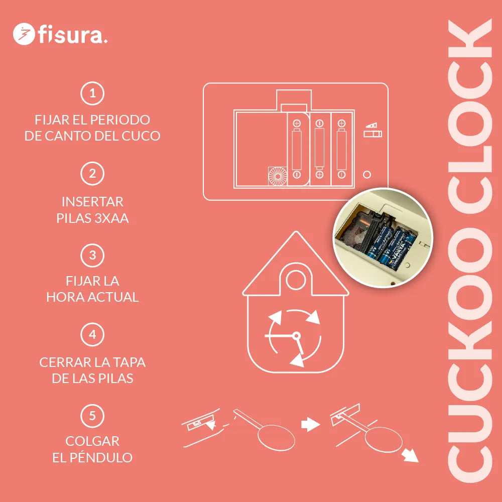 Relógio de parede FISURA Cukoo Clock -  Red