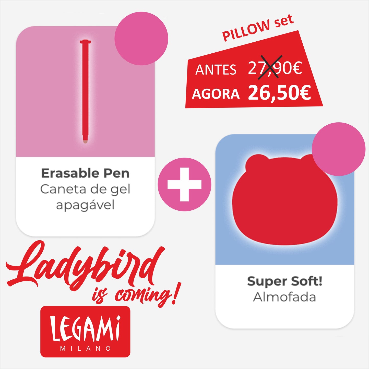 Almofada LEGAMI Super Soft - Ladybird + erasable pen Ladybird