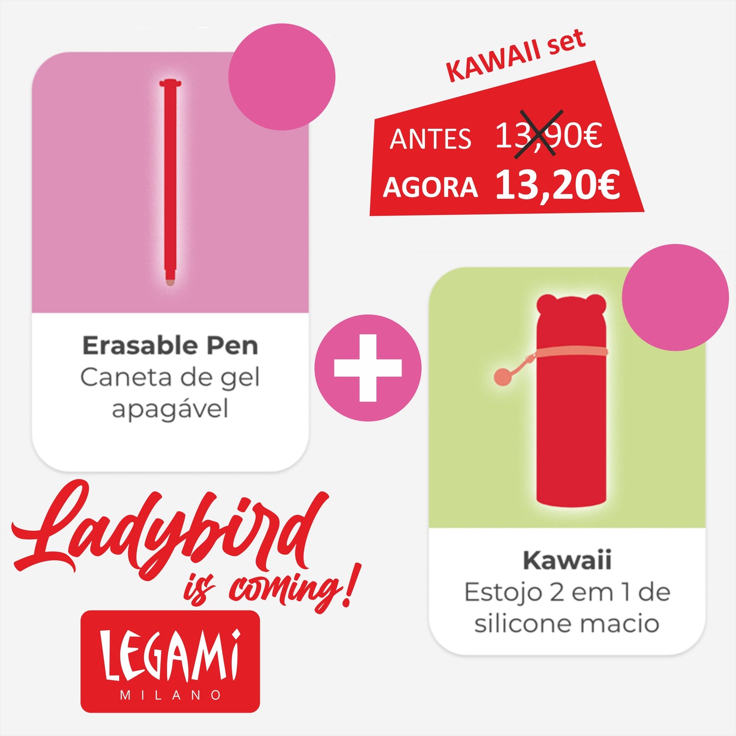 Estojo LEGAMI Kawaii - Ladybird + erasable pen Ladybird