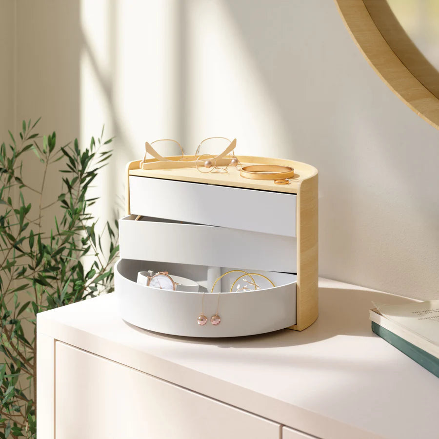 Porta-jóias UMBRA Moona Storage Box - White/Natural