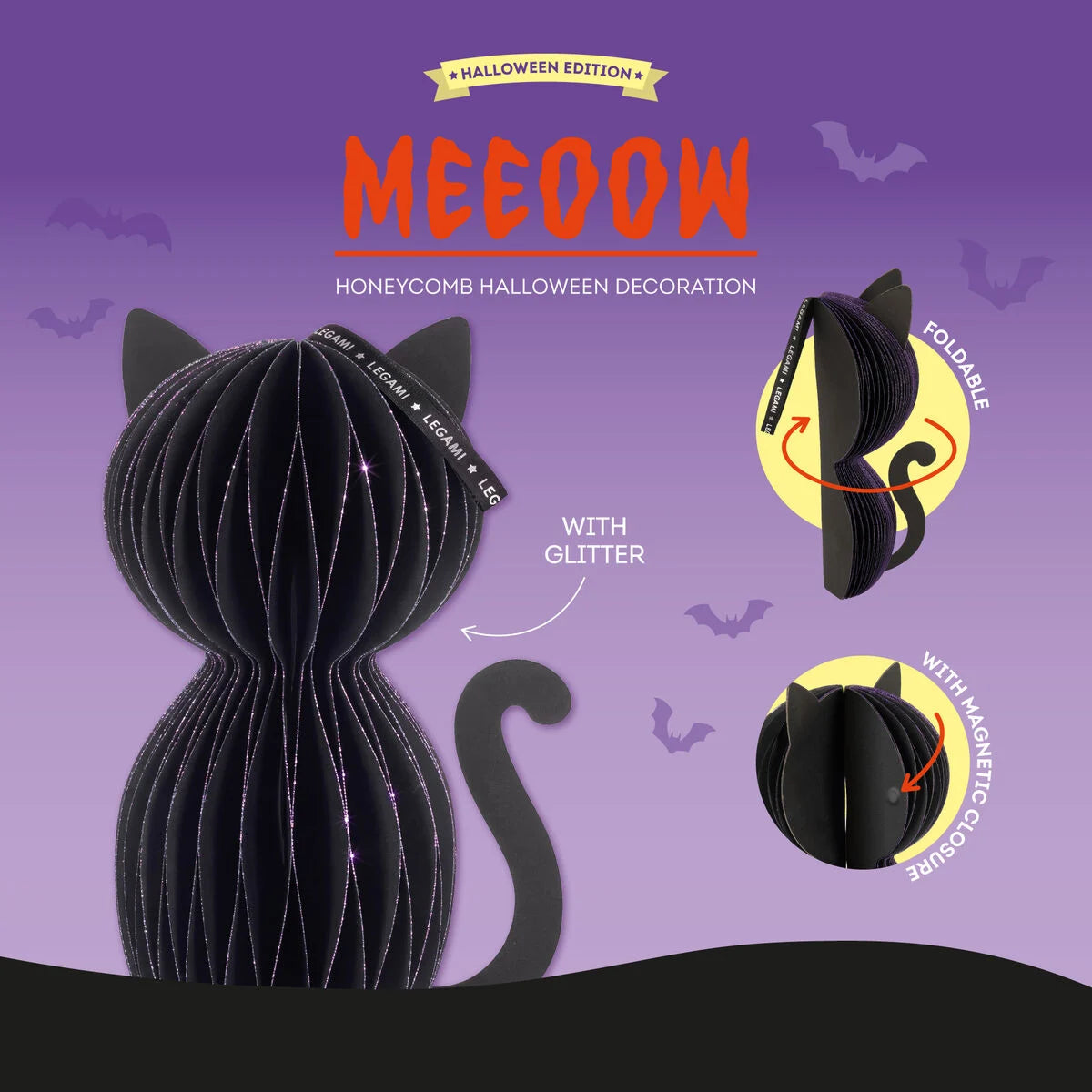 Decoração de Halloween Favo de Mel LEGAMI - KITTY - BLACK