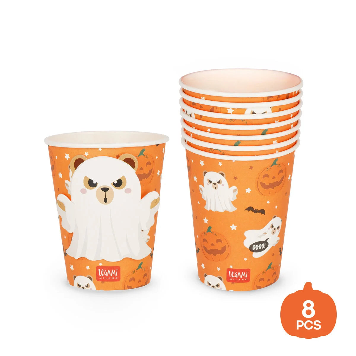 Conj. copos de papel boo appétit! LEGAMI  - ursinho fantasma - 260 ml