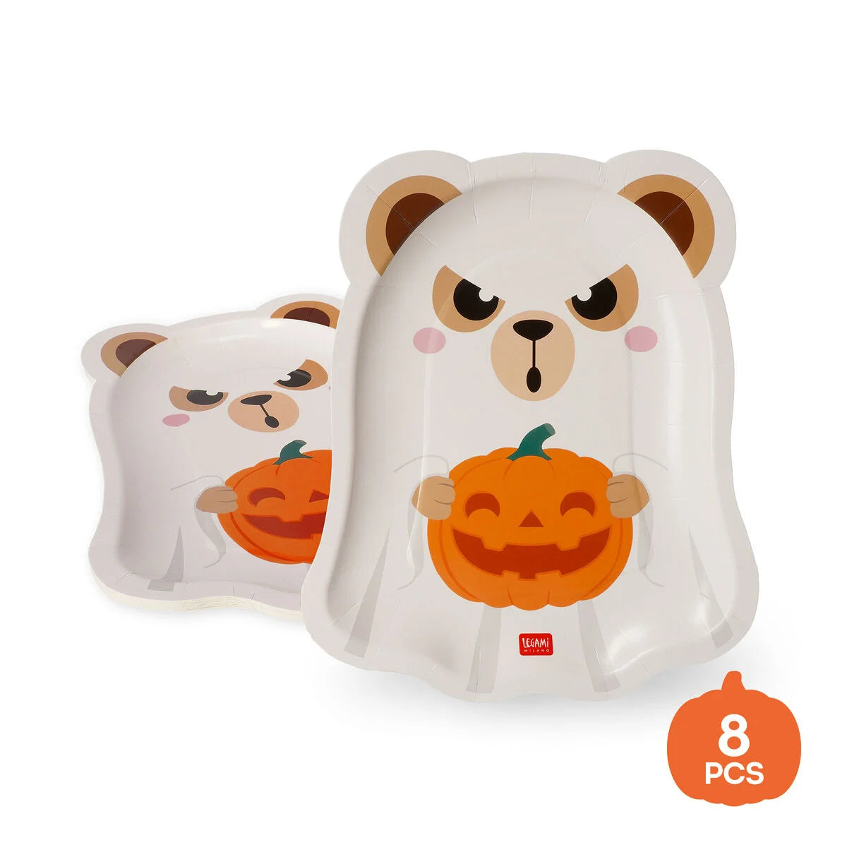 Conj. 8 pratos de papel  boo appétit! LEGAMI  - ursinho fantasma