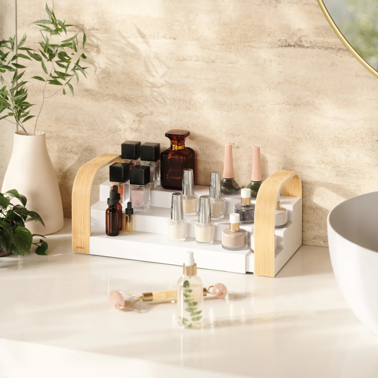 Organizador UMBRA Bellwood -Prateleira de especiarias de 3 níveis- White/Natura