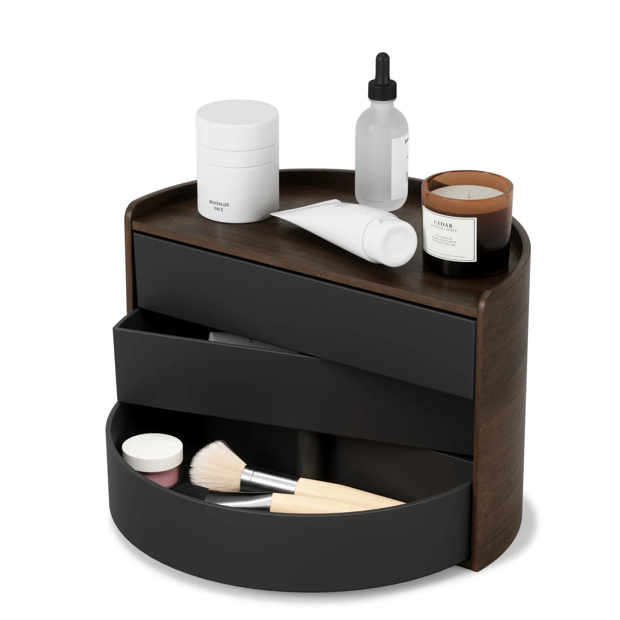 Porta-jóias UMBRA Moona Storage Box - Black/Walnut