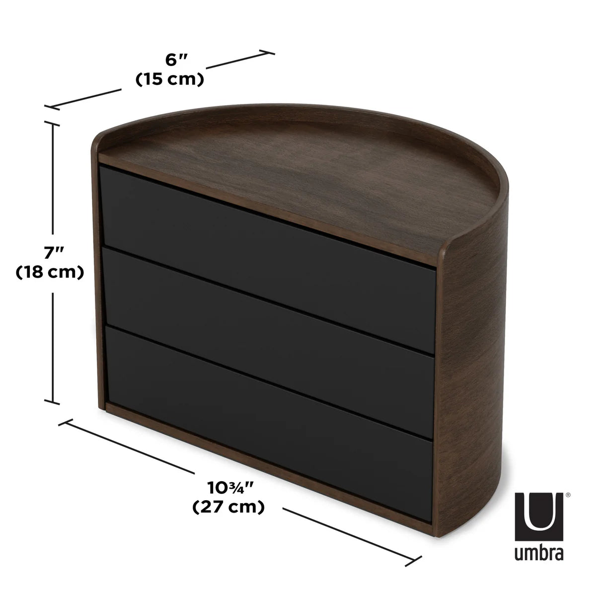Porta-jóias UMBRA Moona Storage Box - Black/Walnut